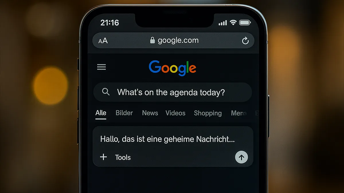 Ein Smartphone zeigt die Google Suche